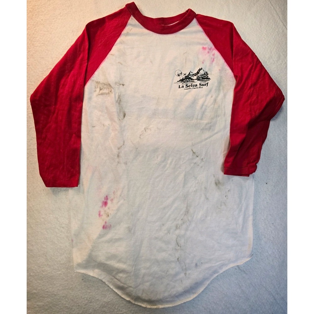 Vintage 80s Stedman 3/4 Sleeve Sport La Selva Surf Size Large Luquillo